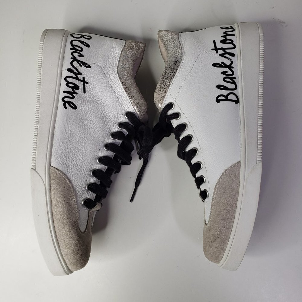 Blackstone RL89 Mid Top Sneaker Sz 40 9 White Logo Metallic Trim Bootie Shoes - Picture 5 of 9